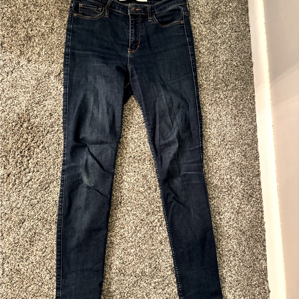 2/$20 Abercrombie & Fitch Mid Rise dark wash skinny jeans. Size 4s 4 S 27p